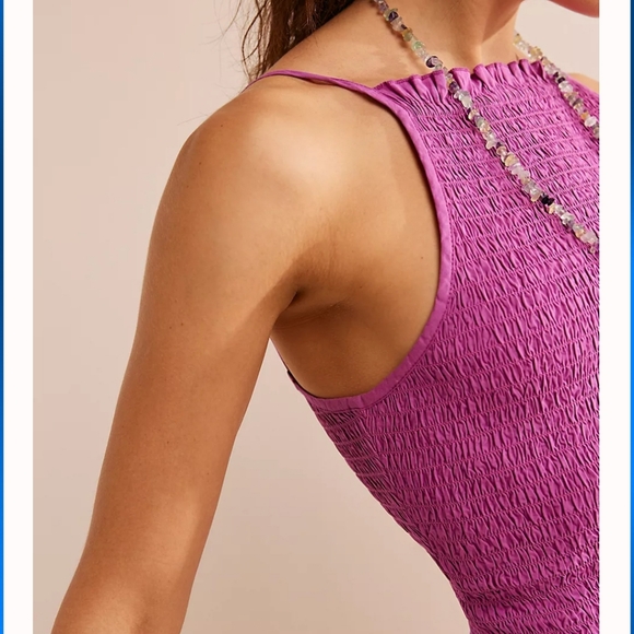 Free People Iyla Smocked Mini Dress in Radiant Orchid - Picture 3 of 4